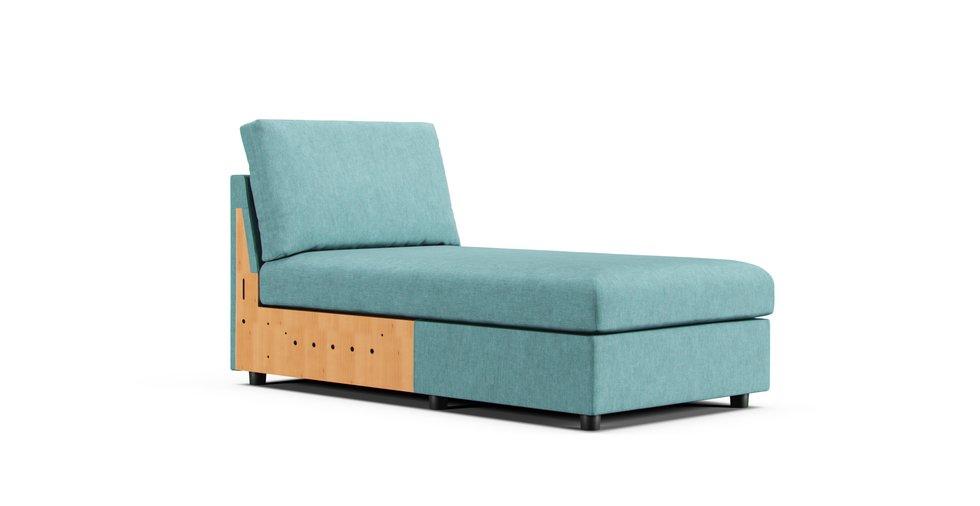 Finnala Chaise Section Cover - Care+ Tweed Mineral Blue