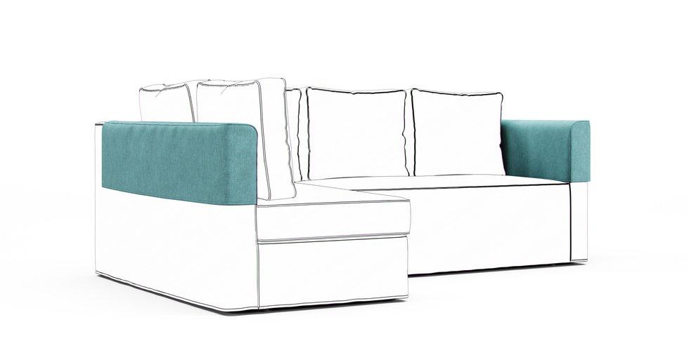 Fagelbo Chaise Armrest Protector Covers - Care+ Tweed Mineral Blue