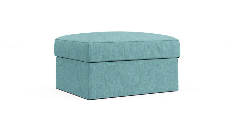 Farlov Footstool (with Storage) Cover - Care+ Tweed Mineral Blue