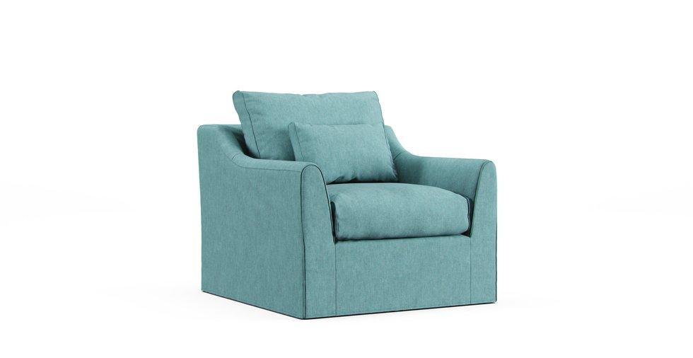 Farlov Armchair Cover - Care+ Tweed Mineral Blue