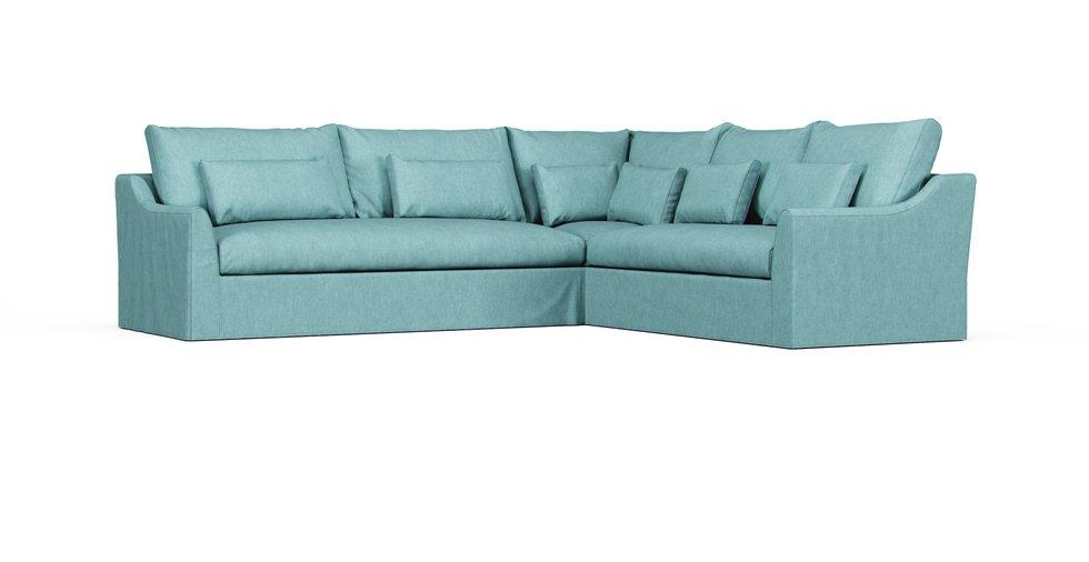 Farlov 5-seat Sectional Cover - Care+ Tweed Mineral Blue