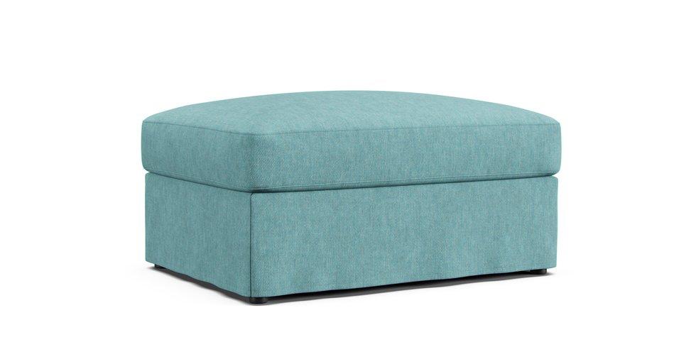 Gronlid Footstool with Storage Cover - Care+ Tweed Mineral Blue