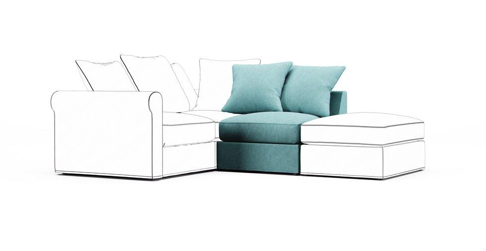 Gronlid One-Seat Section Cover - Care+ Tweed Mineral Blue