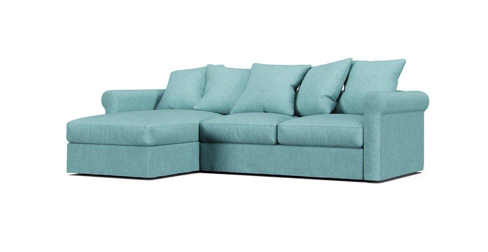 Gronlid Sofa with Chaise Lounge Cover - Care+ Tweed Mineral Blue