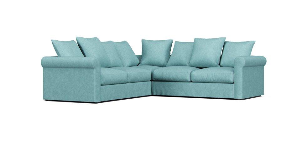 Gronlid 4-seat Corner Sofa Cover - Care+ Tweed Mineral Blue