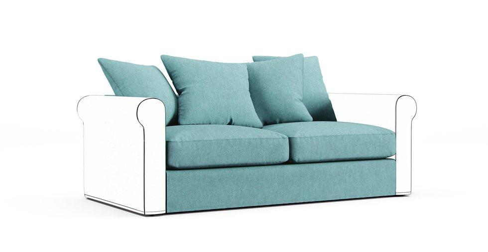 Gronlid Two-Seat Sofa-Bed Section Cover - Care+ Tweed Mineral Blue