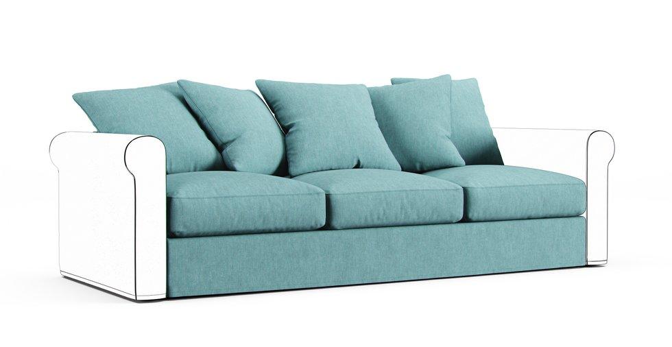 Gronlid Three-Seat Section Cover - Care+ Tweed Mineral Blue