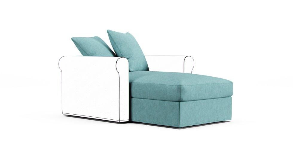 Gronlid Chaise Lounge Section Cover - Care+ Tweed Mineral Blue