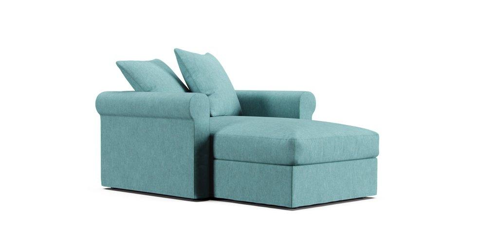 Gronlid Chaise Lounge Cover - Care+ Tweed Mineral Blue