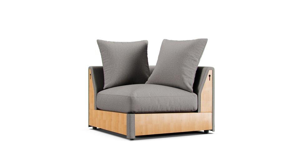 Gronlid Corner Section Sofa Cover - Care+ Canvas Ash