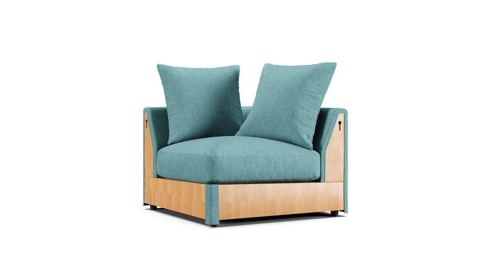 Gronlid Corner Section Sofa Cover - Care+ Tweed Mineral Blue