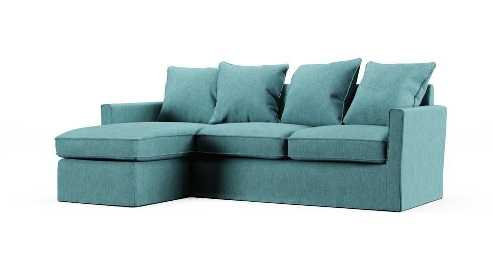 Harnosand 2 Seater & Chaise Lounge Sofa Cover - Care+ Tweed Mineral Blue
