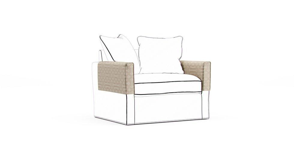 Harnosand Armrest Protector Covers — Add On - Sunbrella® Fretwork Flax