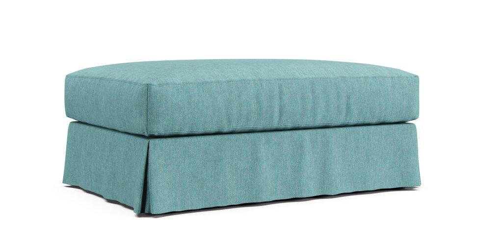 Hovas Footstool Cover - Care+ Tweed Mineral Blue