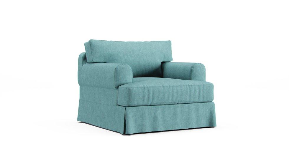 Hovas Armchair Cover - Care+ Tweed Mineral Blue