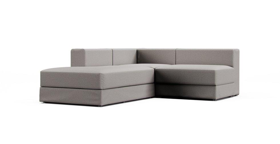 Jattebo 2.5-seat Corner Modular Sofa with Chaise Longue Cover - Care+ Canvas Ash