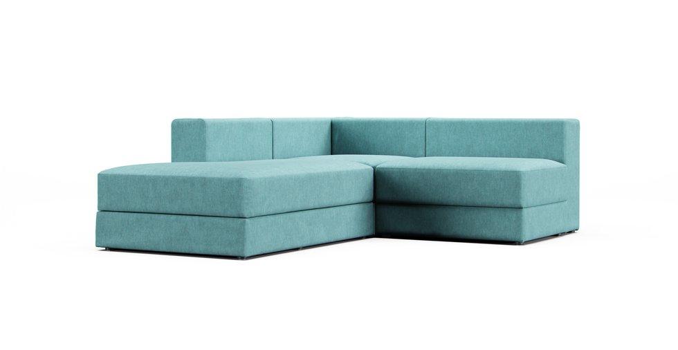 Jattebo 2.5-seat Corner Modular Sofa with Chaise Longue Cover - Care+ Tweed Mineral Blue