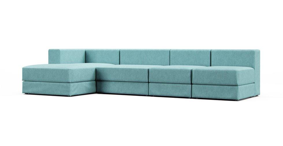 Jattebo 4.5-seat Modular Sofa Cover - Care+ Tweed Mineral Blue