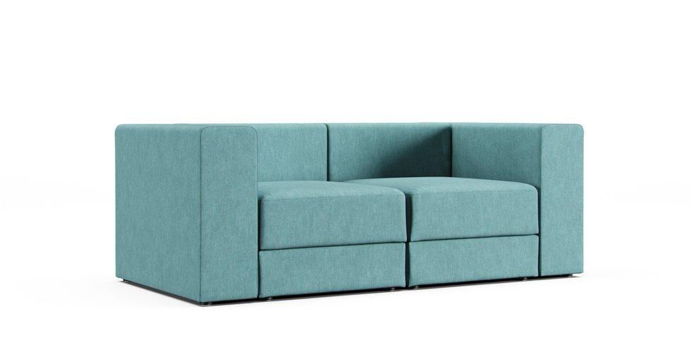 Jattebo 2-seat Modular Sofa Cover - Care+ Tweed Mineral Blue