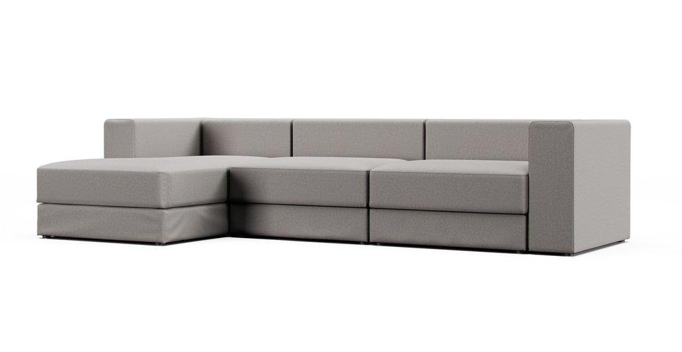 Jattebo 4-seat Modular Sofa with Chaise Longue Cover - Care+ Canvas Ash