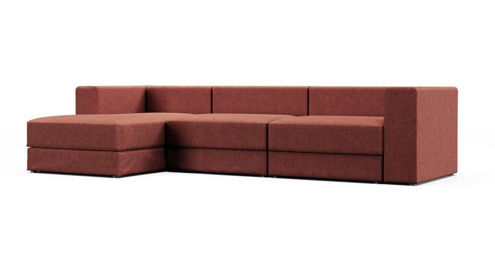 Jattebo 4-seat Modular Sofa with Chaise Longue Cover - Care+ Tweed Sunset