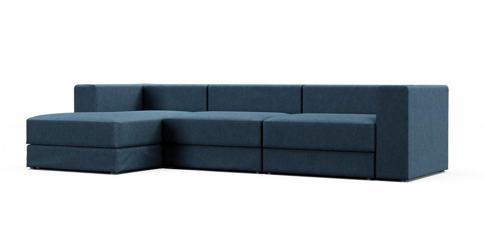 Jattebo 4-seat Modular Sofa with Chaise Longue Cover - Care+ Tweed Teal