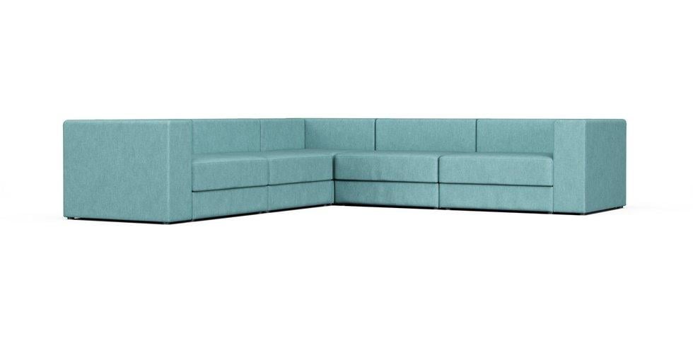 Jattebo 6-seat Corner Modular Cover - Care+ Tweed Mineral Blue