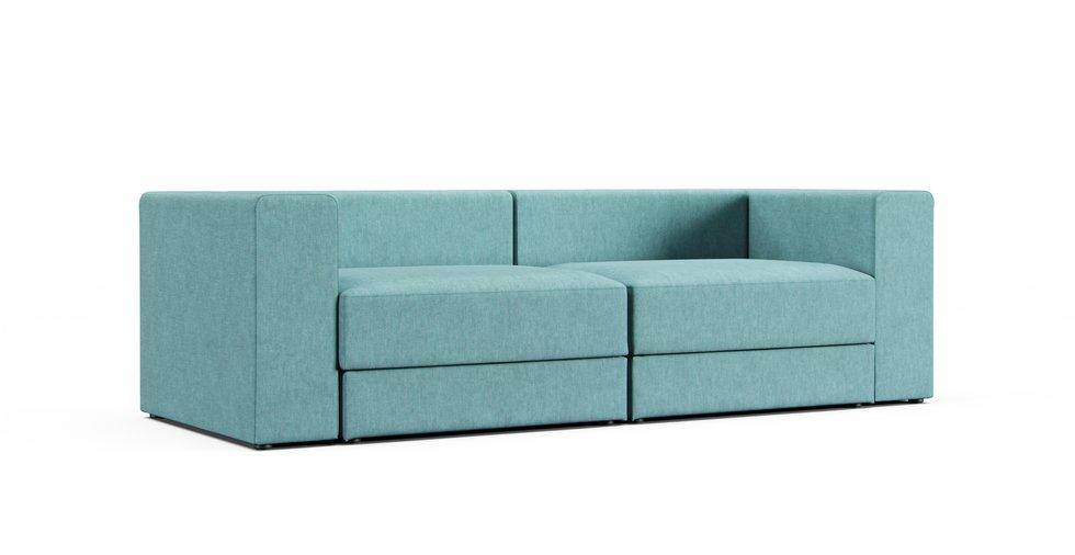 Jattebo 3-seat Modular Sofa Cover - Care+ Tweed Mineral Blue