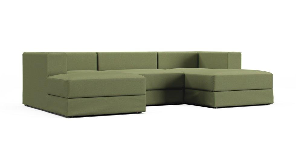 Jattebo 3.5-seat Modular Sofa with Chaise Longues Cover - Care+ Canvas Sage