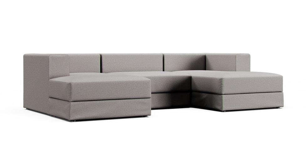 Jattebo 3.5-seat Modular Sofa with Chaise Longues Cover - Care+ Canvas Ash