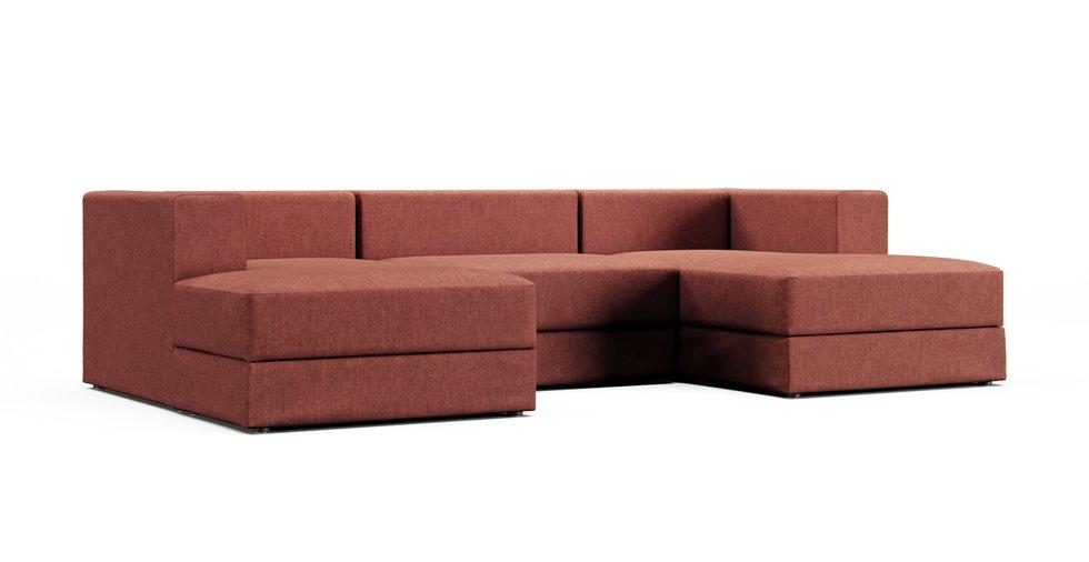 Jattebo 3.5-seat Modular Sofa with Chaise Longues Cover - Care+ Tweed Sunset