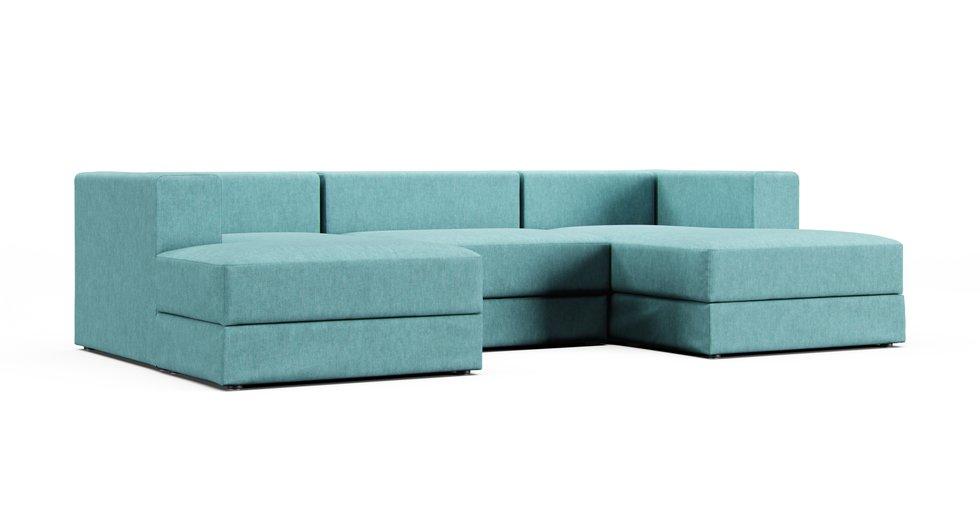 Jattebo 3.5-seat Modular Sofa with Chaise Longues Cover - Care+ Tweed Mineral Blue
