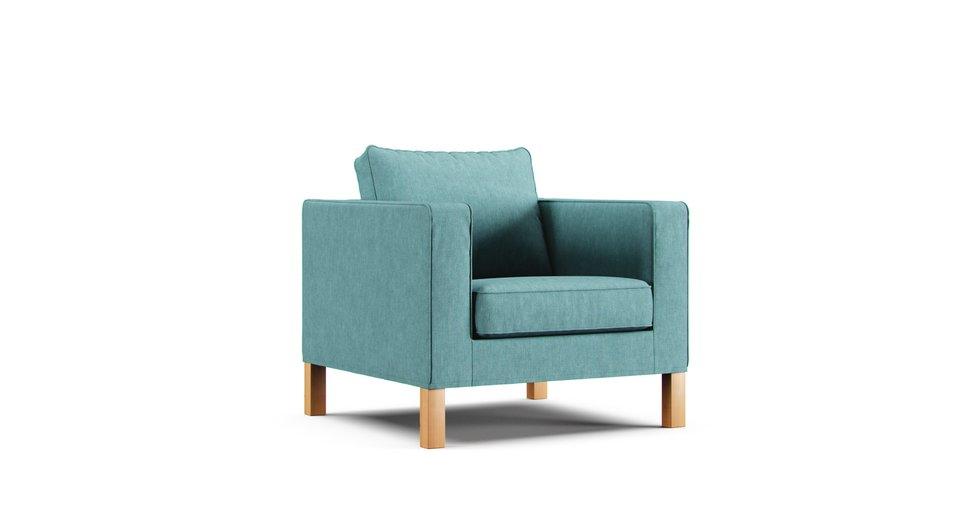 Karlanda Armchair Cover - Care+ Tweed Mineral Blue