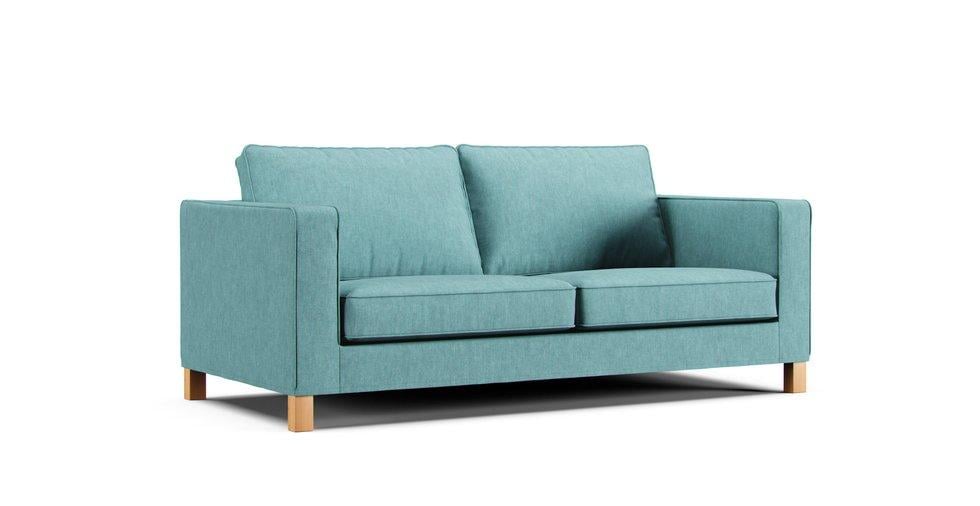 Karlanda 2 Seater Sofa Bed Cover - Care+ Tweed Mineral Blue