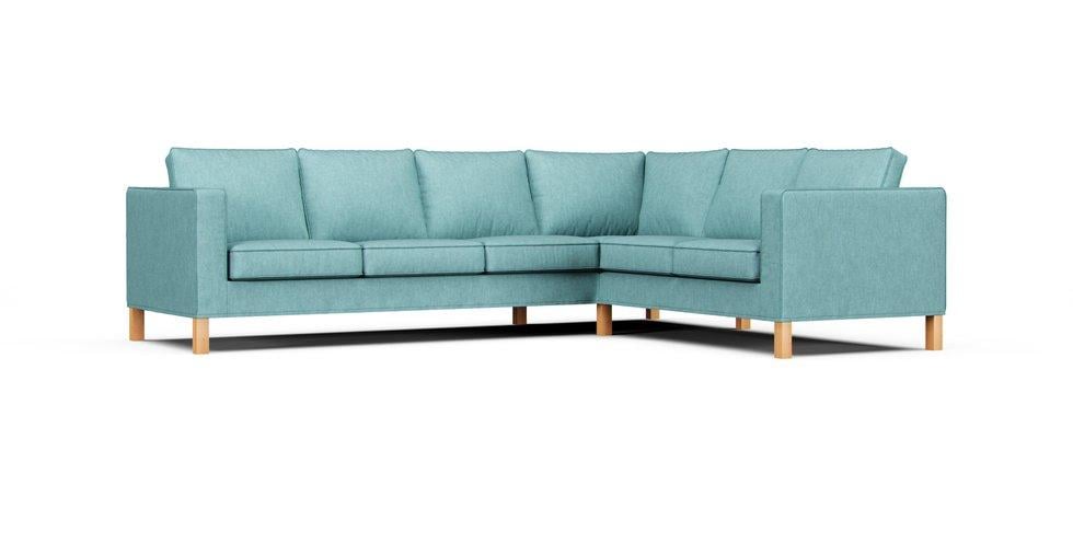 Karlanda Corner Sofa Cover - Care+ Tweed Mineral Blue