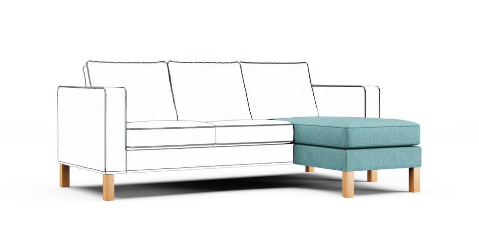 Karlanda Chaise Lounge Add On Unit Cover - Care+ Tweed Mineral Blue