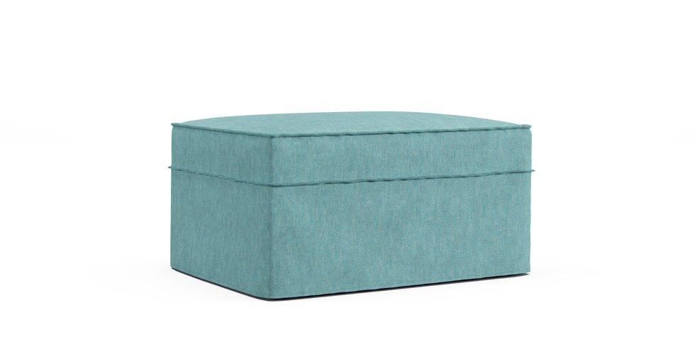 Karlstad Footstool Cover - Care+ Tweed Mineral Blue