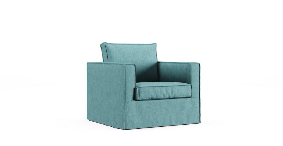 Karlstad Armchair Cover - Care+ Tweed Mineral Blue