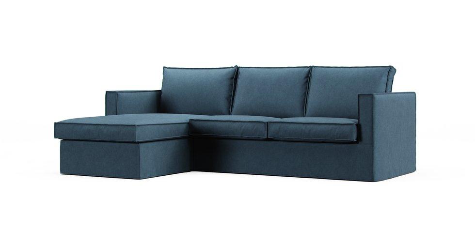 Karlstad Loveseat with Chaise Cover - Care+ Tweed Teal