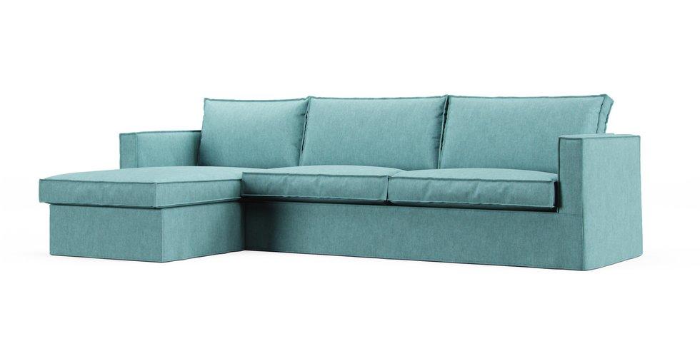 Karlstad Sofa with Chaise Cover - Care+ Tweed Mineral Blue