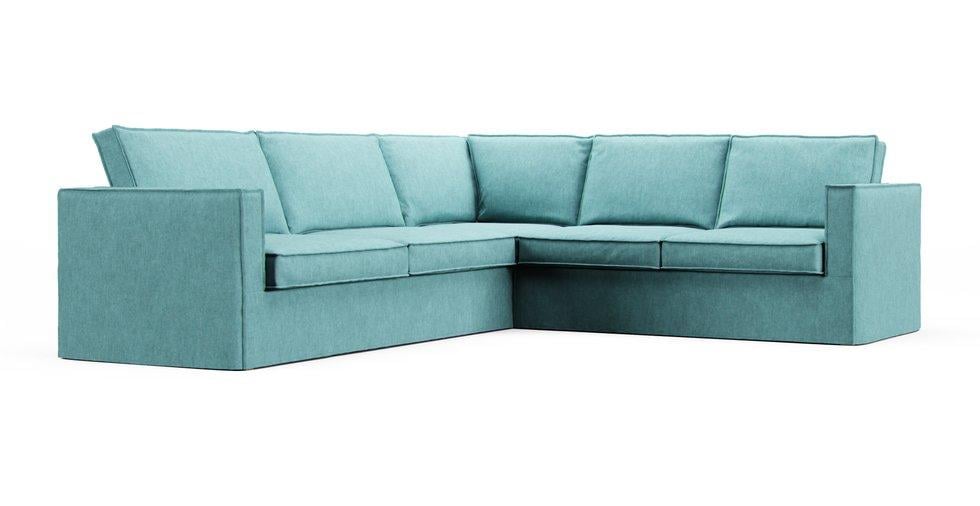 Karlstad Corner Sofa Cover - Care+ Tweed Mineral Blue