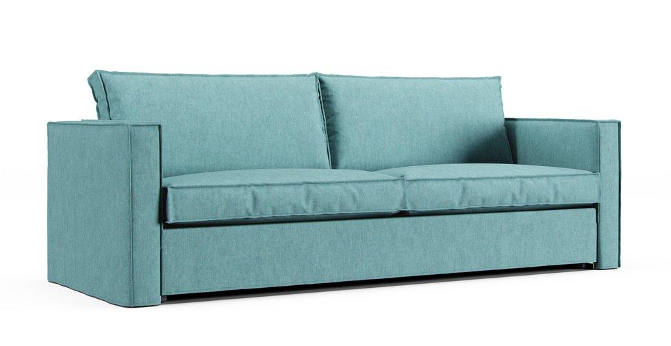 Karlstad Sofa Bed Cover - Care+ Tweed Mineral Blue