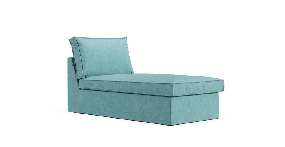 Karlstad Chaise Lounge Stand Alone Cover - Care+ Tweed Mineral Blue