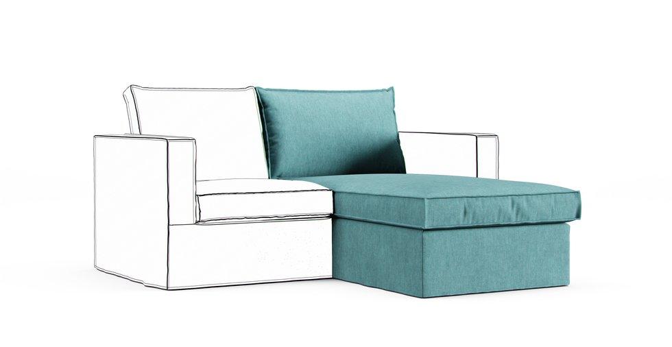 Karlstad Chaise Lounge, Add-On Unit Cover - Care+ Tweed Mineral Blue