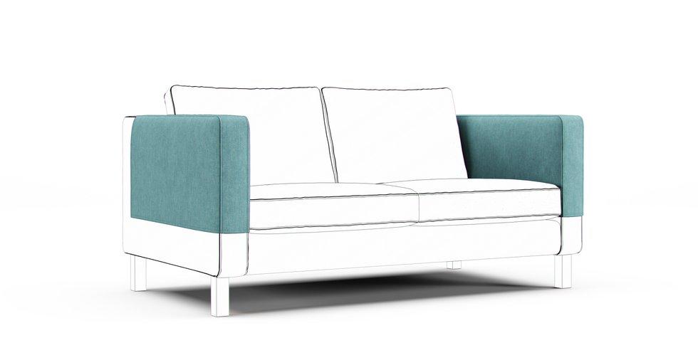 Karlstad Armrest Protector Covers — Add On - Care+ Tweed Mineral Blue