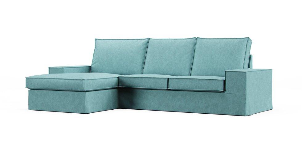 Kivik Loveseat with Chaise Cover - Care+ Tweed Mineral Blue