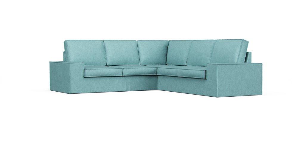 Kivik 4-seat Sectional Sofa Cover - Care+ Tweed Mineral Blue