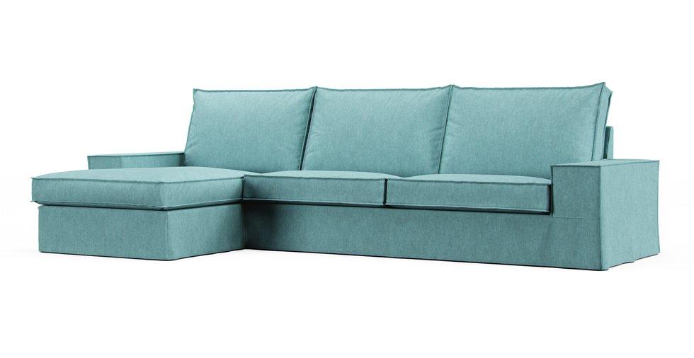 Kivik Sofa with Chaise Cover - Care+ Tweed Mineral Blue