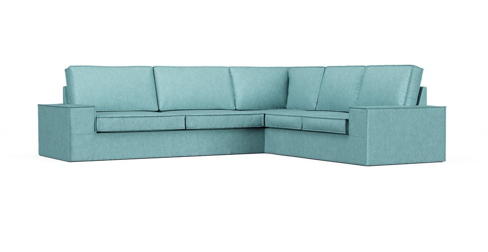 Kivik 5-seat Sectional Sofa Cover - Care+ Tweed Mineral Blue
