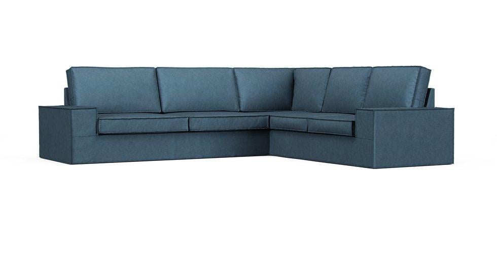 Kivik 5-seat Sectional Sofa Cover - Care+ Tweed Teal